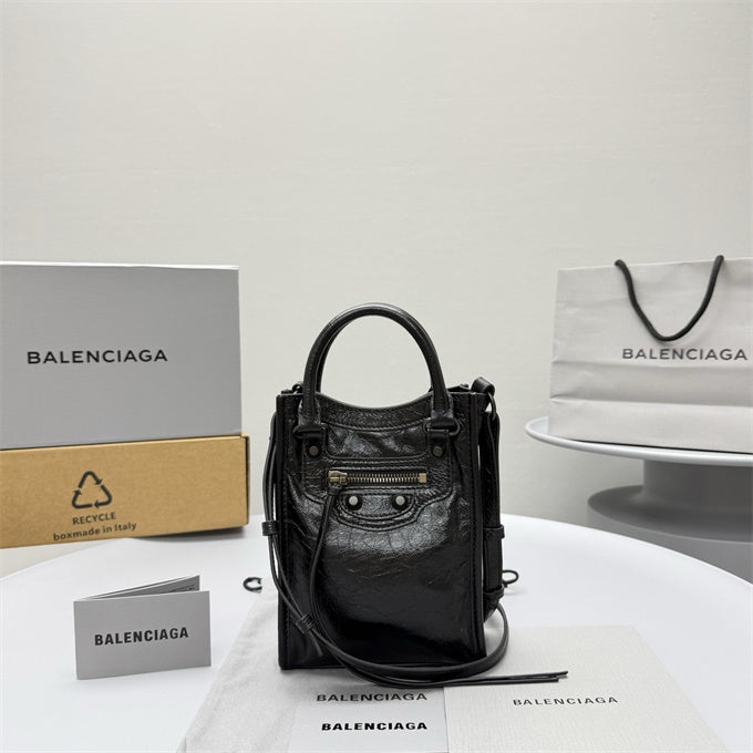 Balenciaga Women's LE City Tote Phone Holder Black